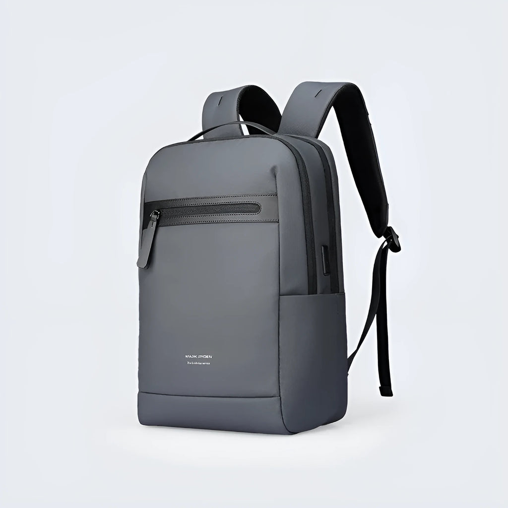 Graphite Gray USB business backpack with Oxford cloth exterior and charging port
