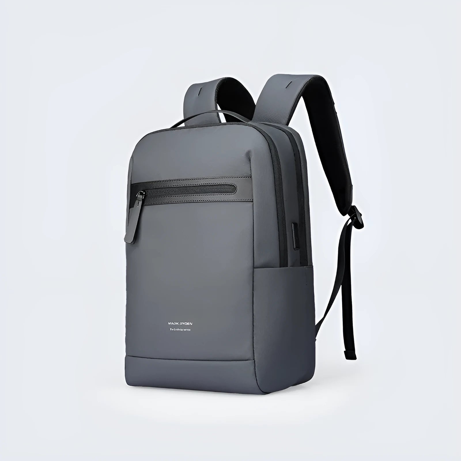 Graphite Gray USB business backpack with Oxford cloth exterior and charging port