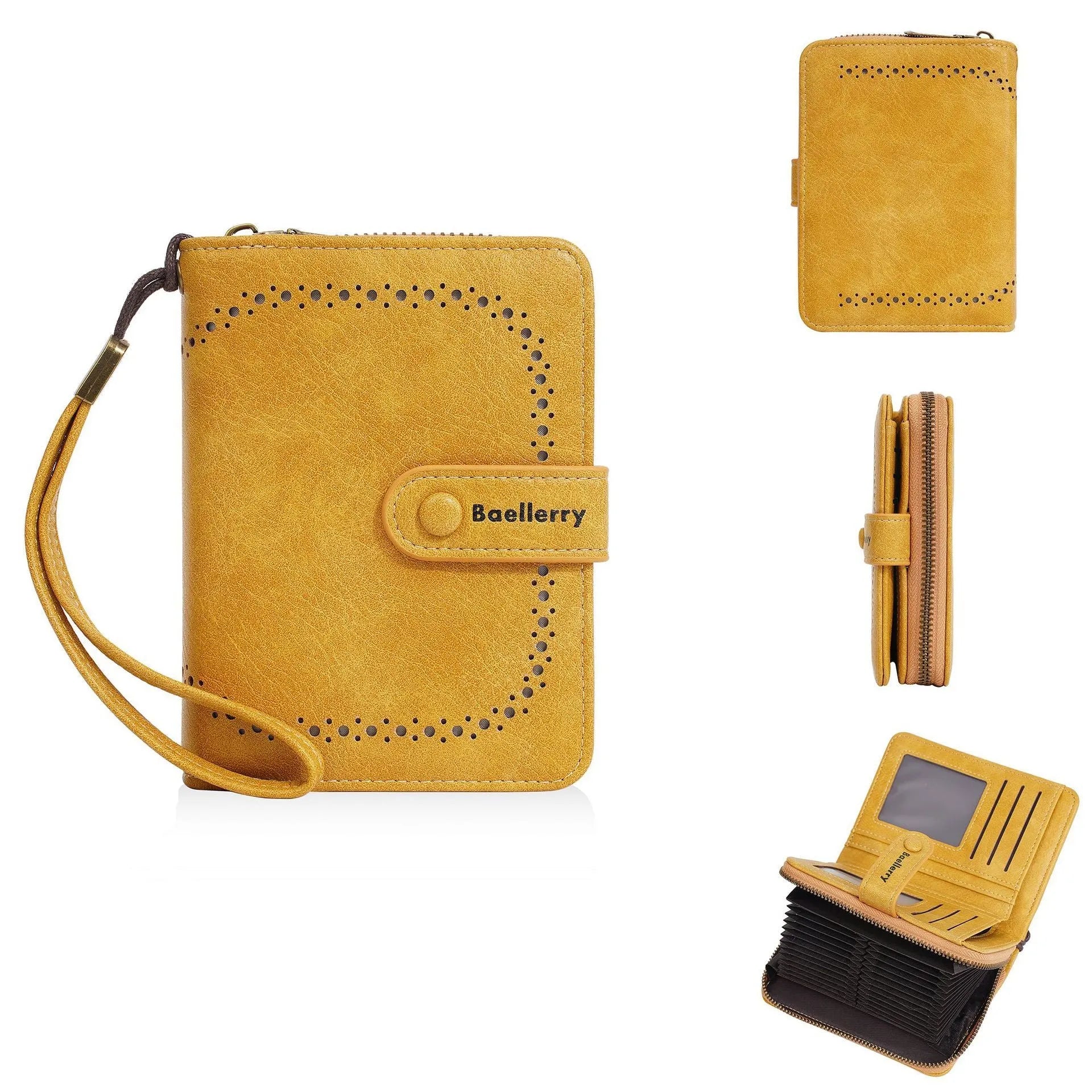 Women's PU leather zip coin purse with integrated card storage in multiple colour options
