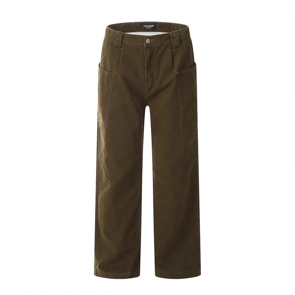 Men's cotton denim trousers mid waist black brown coffee sizes XS to XXL