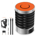 Portable bicycle folding lock shown in folded and extended positions with zinc alloy construction