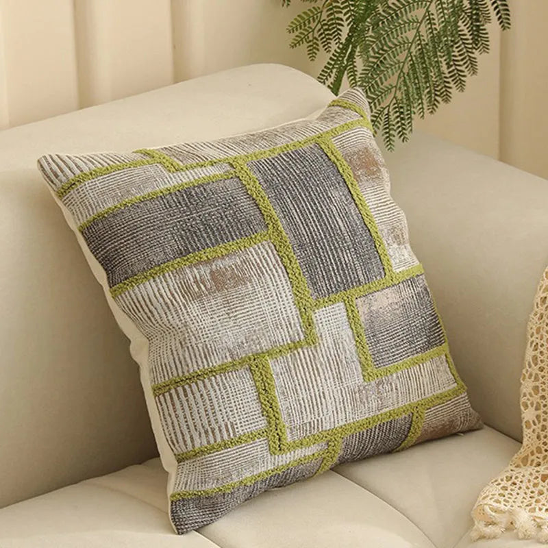Square 45cm jacquard cushion cover with a detailed woven floral pattern in a retro Nordic style.