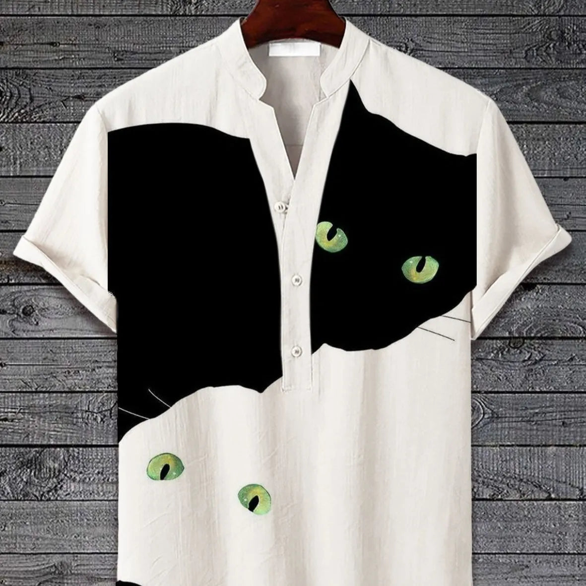 Short sleeve casual shirt with a 3D digital animal pattern print, available in various colours and sizes.