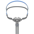 Ventilator nasal pillow mask kit showing nose pad, silicone cushion and headband components