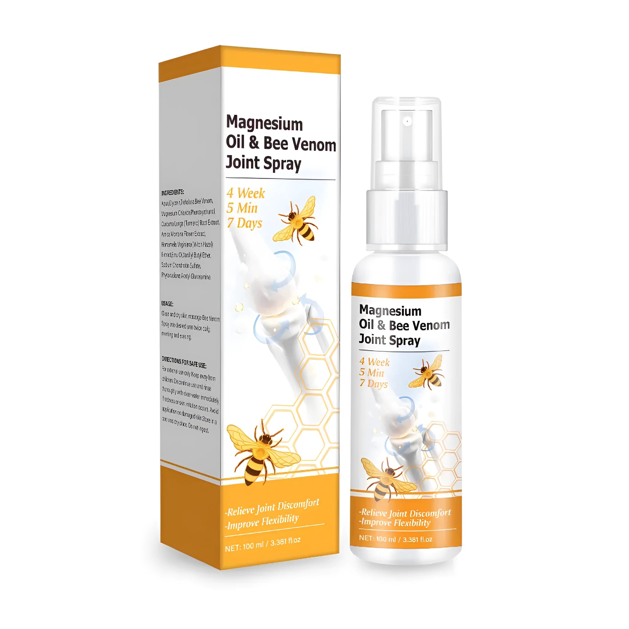 100ml bottle of magnesium oil joint and muscle care spray gel with spray pump.