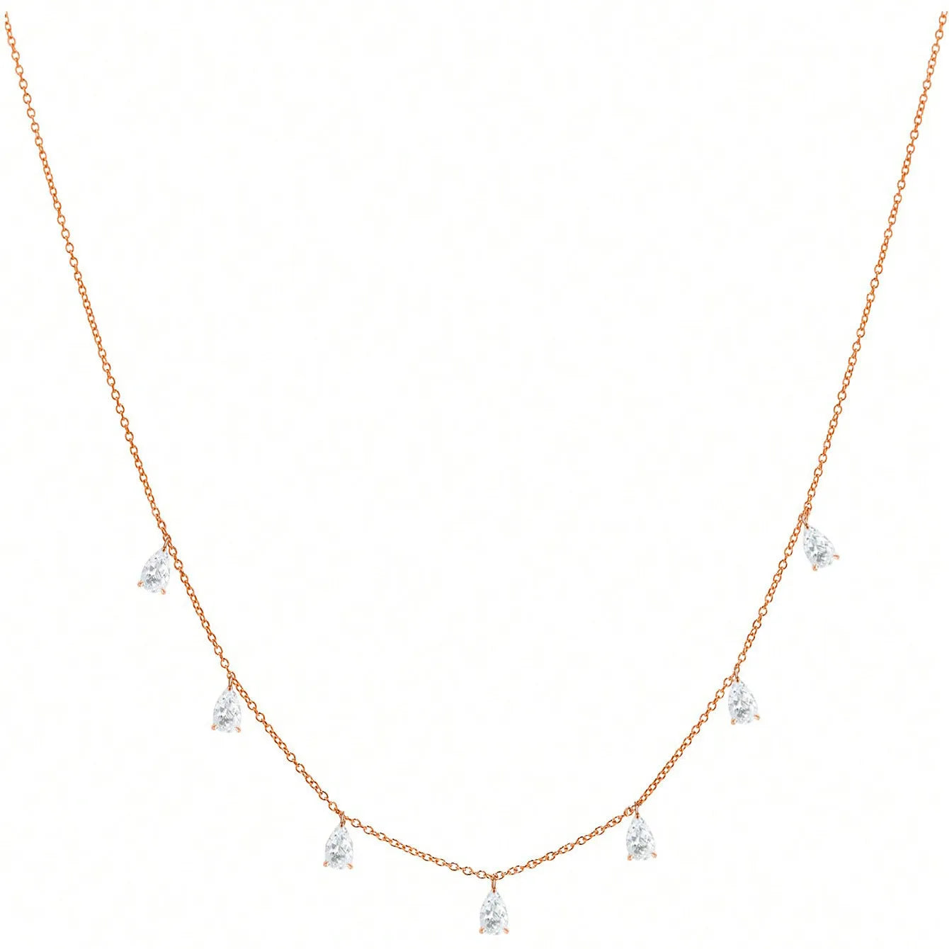 925 silver drop-shaped artificial zircon necklace with triangular details on an adjustable O-chain.