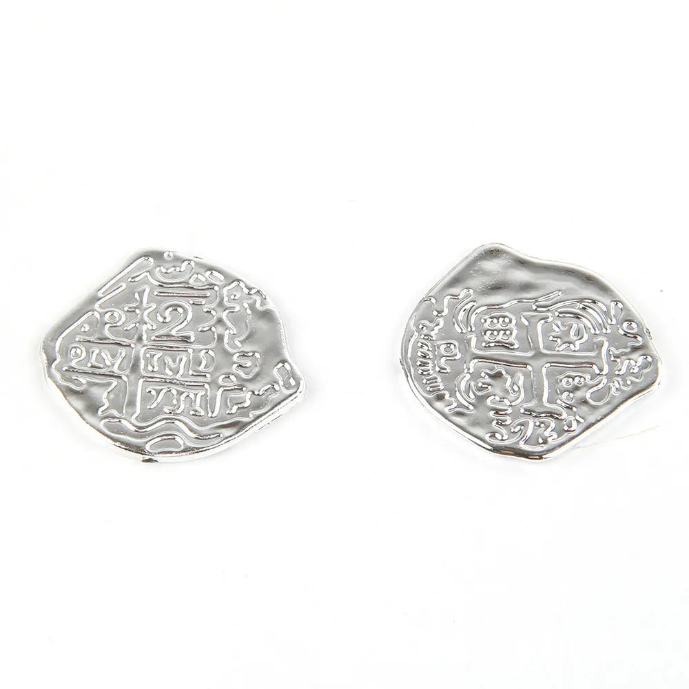 Set of 100 plastic replica Roman pirate coins with gold, silver, or bronze electroplated finishes.
