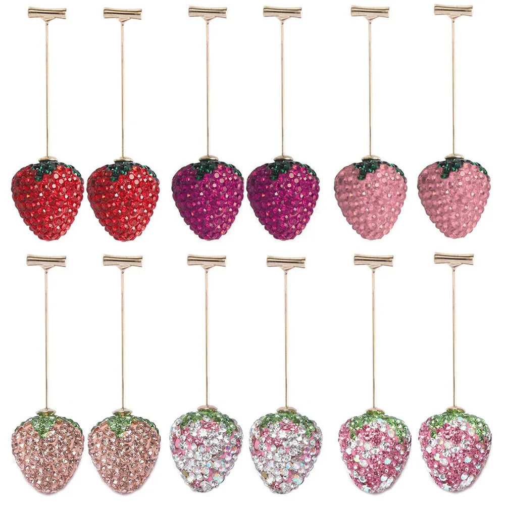 Geometric strawberry earrings with spot drill pattern in multiple colours