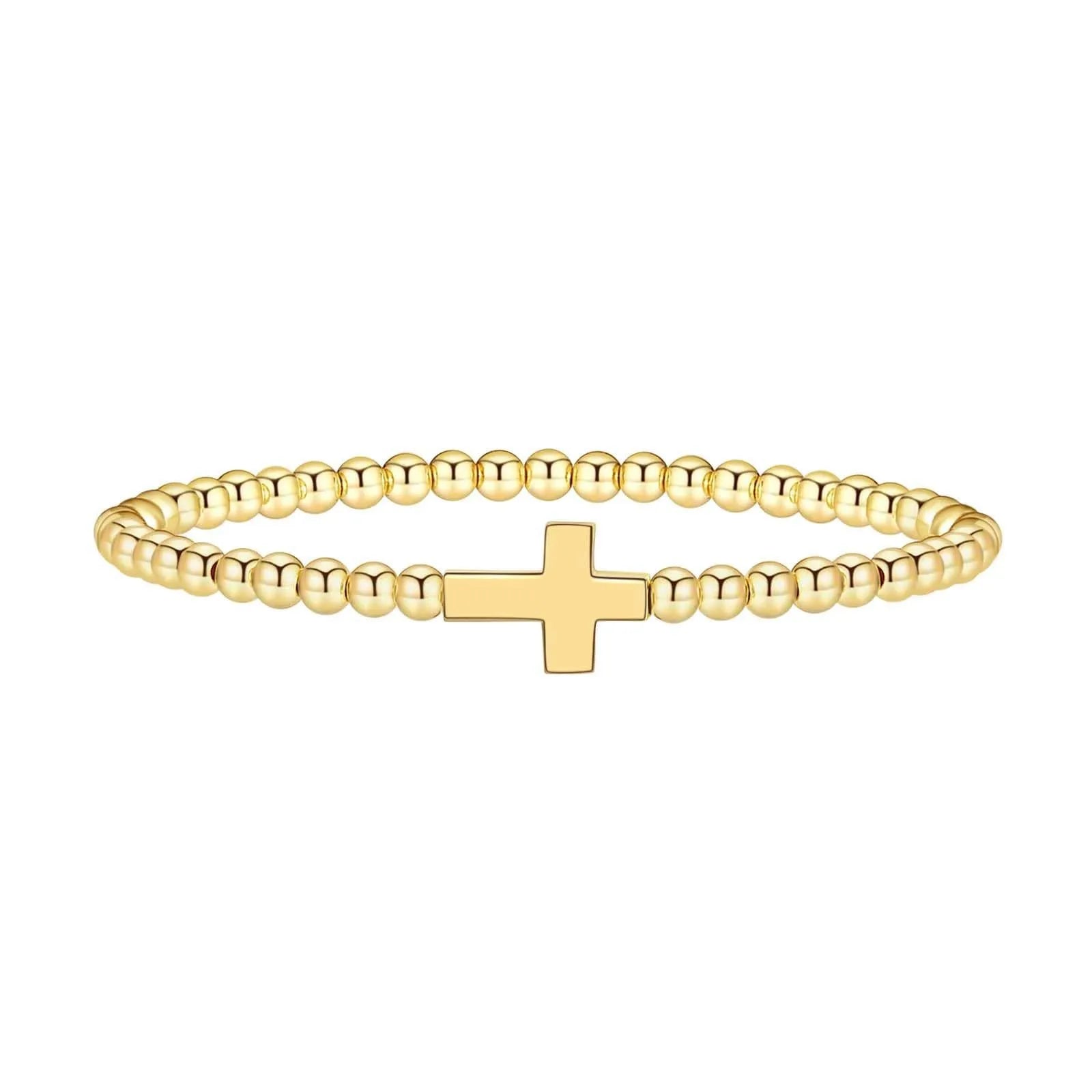Adjustable stainless steel beaded bracelet with geometric round design in six colour style options