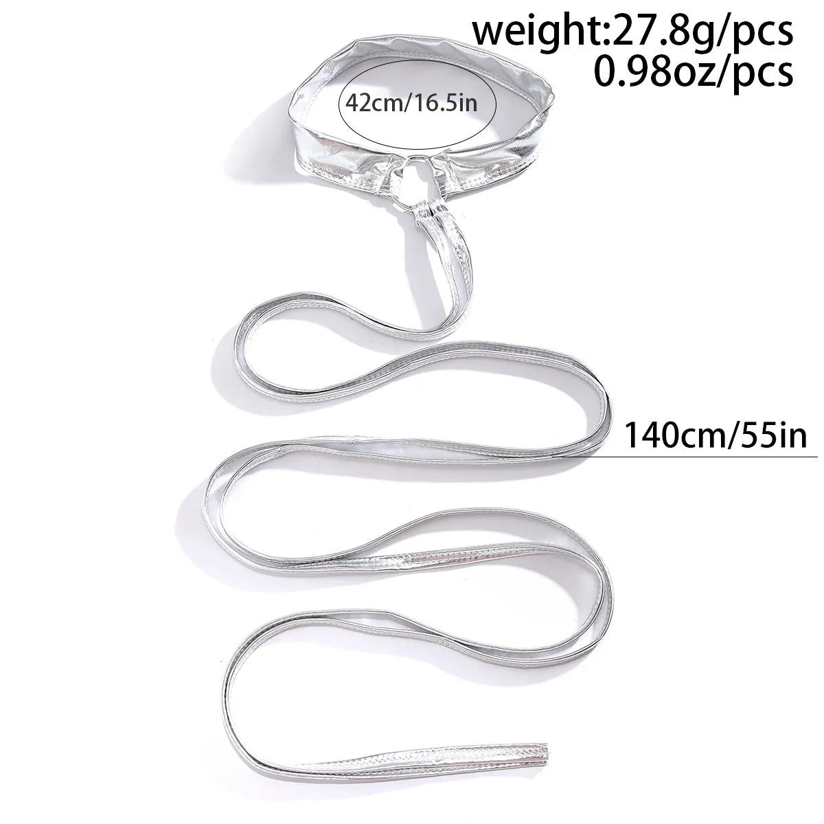 Silver alloy women's thigh chain with long lace-up cross-chain design.