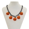 Mixed colour Halloween pumpkin ghost necklace with acrylic resin cartoon pendant on regular chain