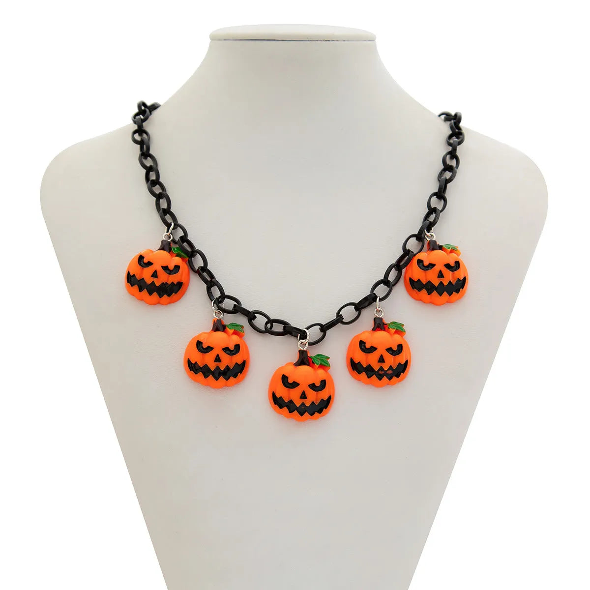 Mixed colour Halloween pumpkin ghost necklace with acrylic resin cartoon pendant on regular chain