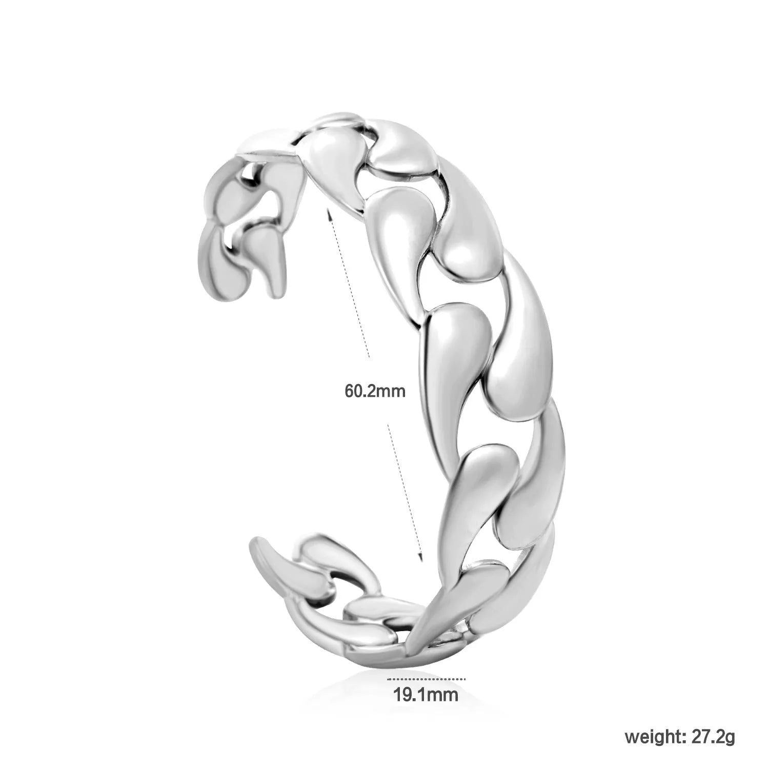 Stainless steel bracelet with European styling in metallic finish