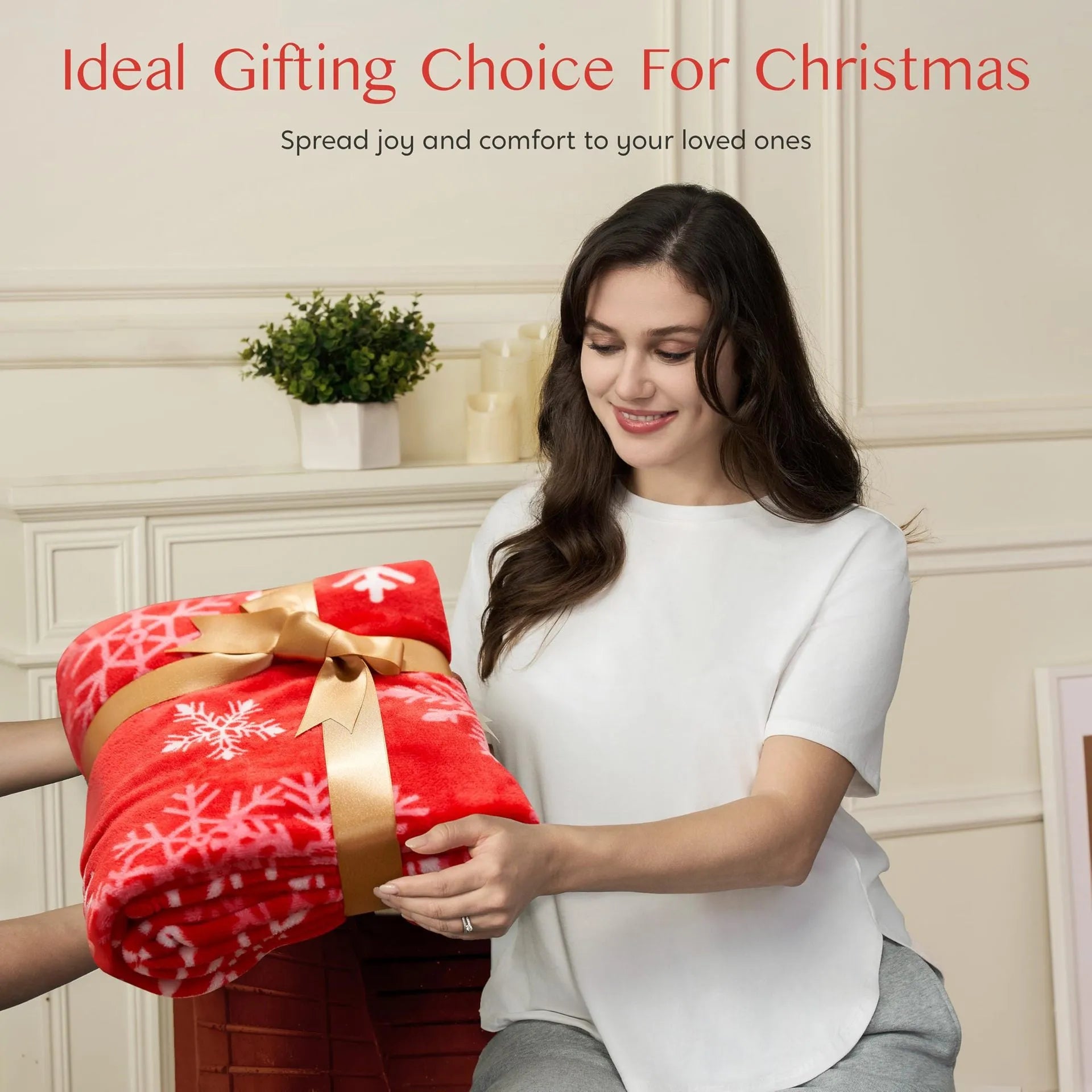 Soft flannel and plush polyester Christmas blanket in multiple size options