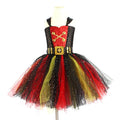 Girls Pirates of the Caribbean costume dress with sequins and gauze mesh detailing, sleeveless design
