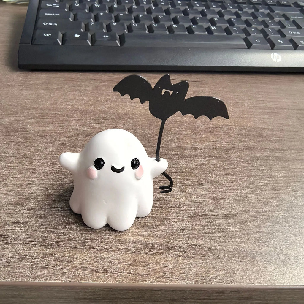Mini ghost walking dog Halloween statue ornament with resin construction