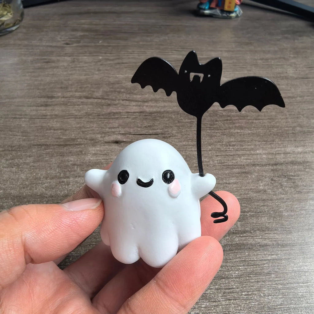 Mini ghost walking dog Halloween statue ornament with resin construction