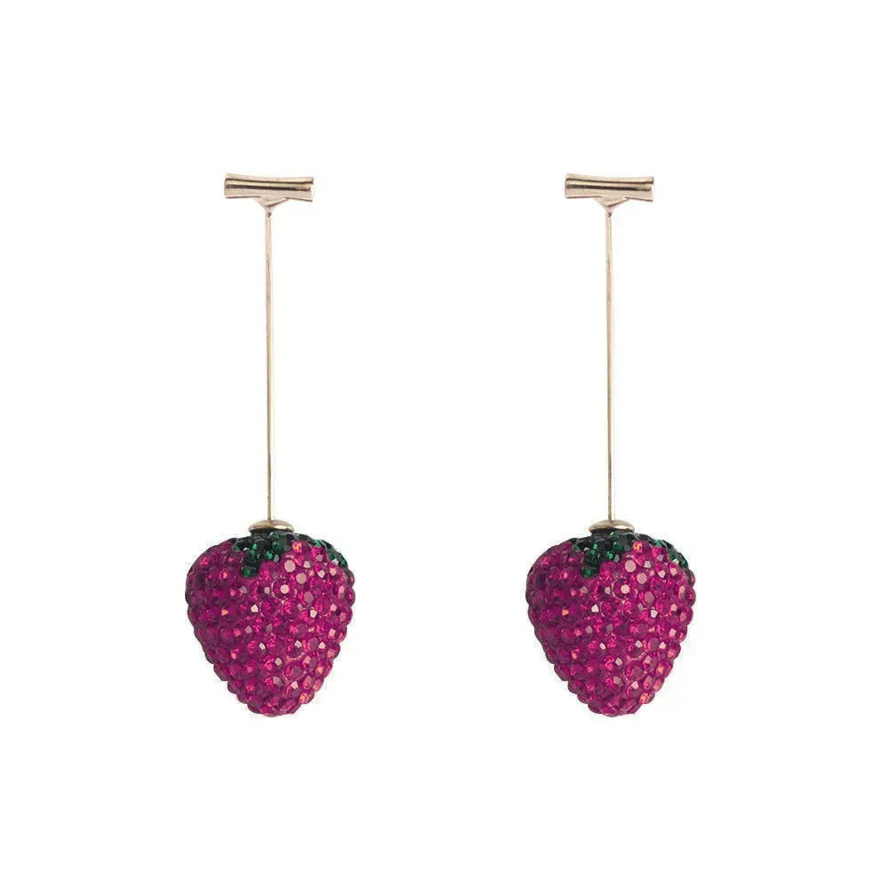 Geometric strawberry earrings with spot drill pattern in multiple colours