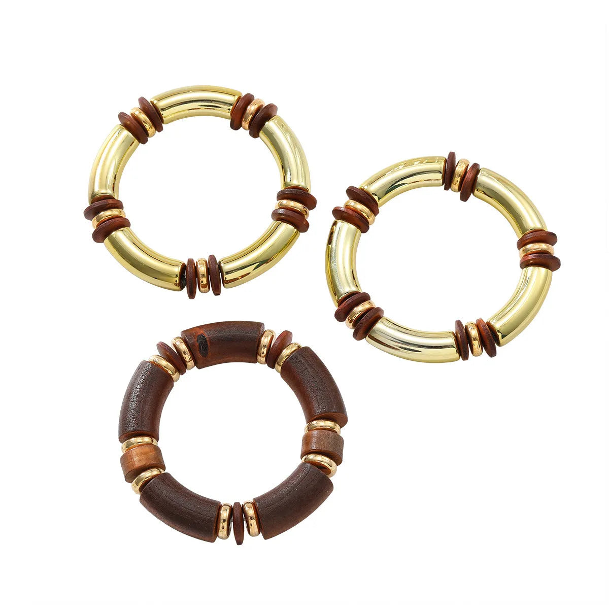Women's multi-layer wooden necklace and bracelet set with alloy construction and European styling