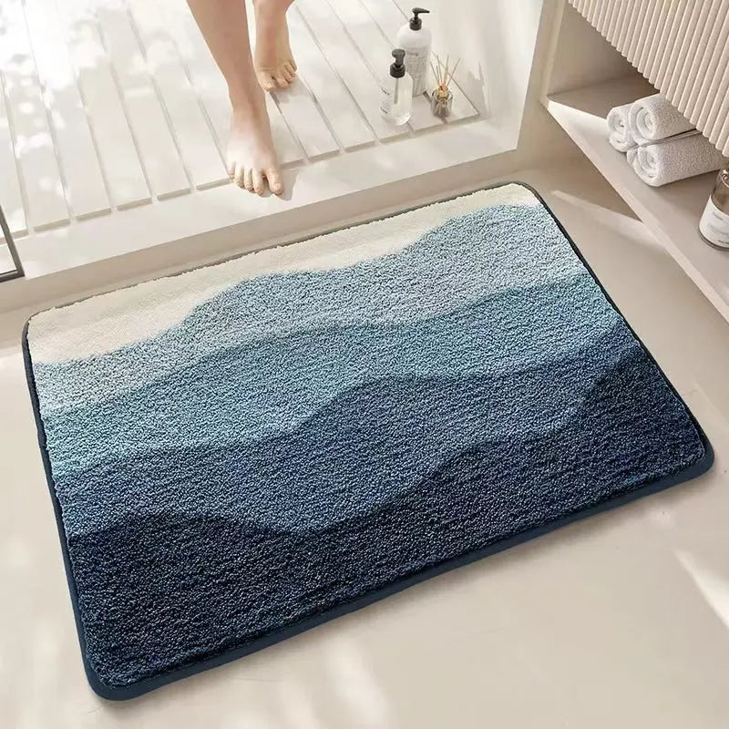 Square rainbow pattern polyester carpet with Sky Sea colours on a dirt-resistant plastic base.