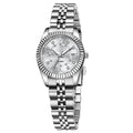 Women's waterproof quartz watch with stainless steel case in gold and silver colour variations