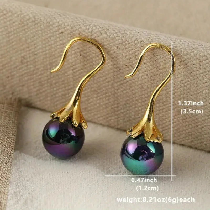 Women's retro fashion alloy electroplated earrings with imitation gold colour finish