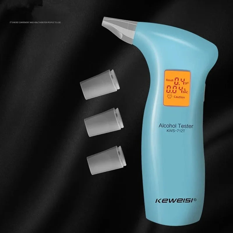 Orange light portable breath alcohol tester with replaceable mouthpieces for drivers