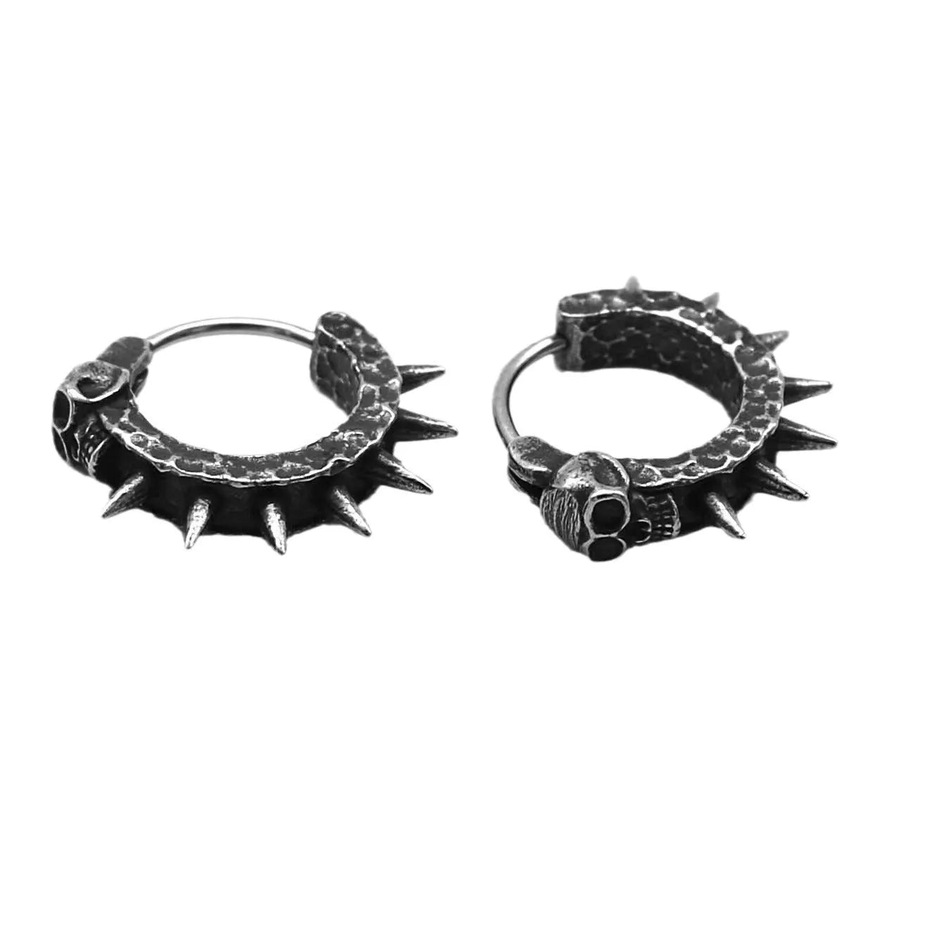 Geometric alloy earrings with punk motorcycle style in copper and black colours