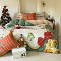 Christmas bedding four-piece set with cartoon print including sheet, quilt cover and pillowcases
