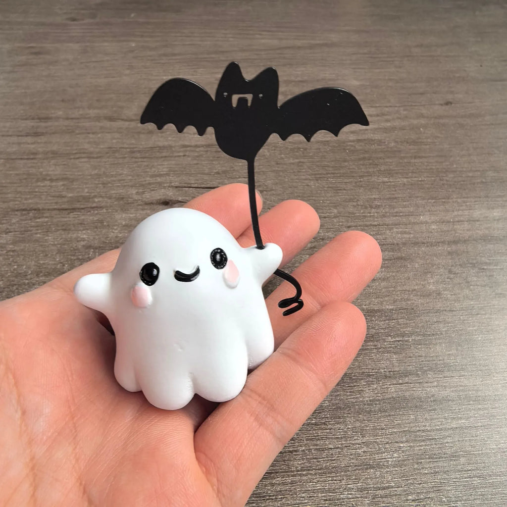 Mini ghost walking dog Halloween statue ornament with resin construction