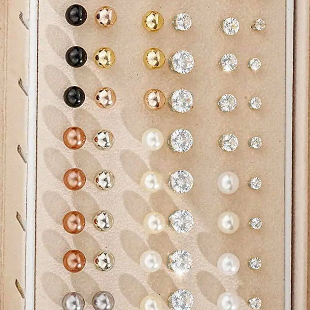 108-piece alloy geometric pearl earrings in gold and yellow colours without storage boxes