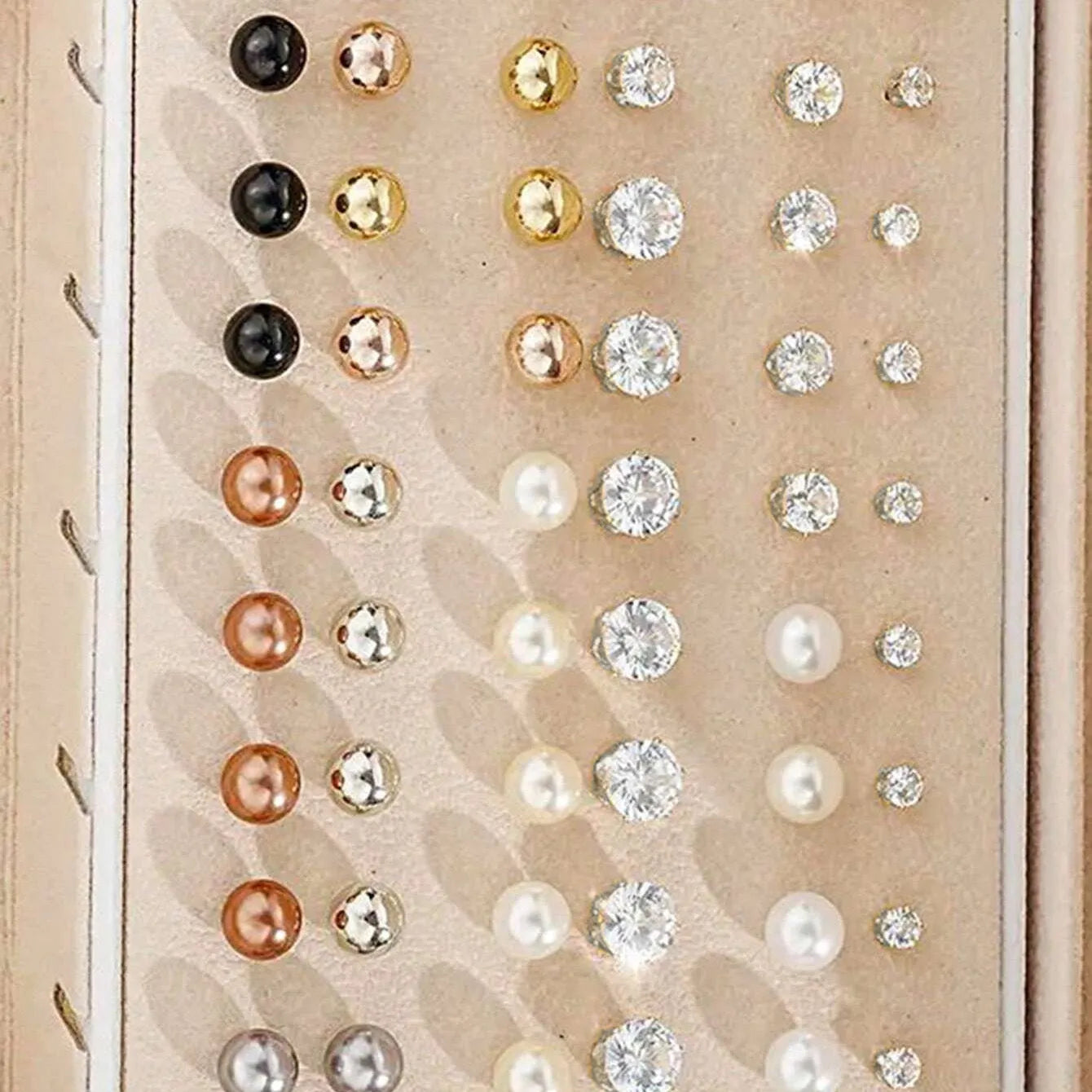 108-piece alloy geometric pearl earrings in gold and yellow colours without storage boxes