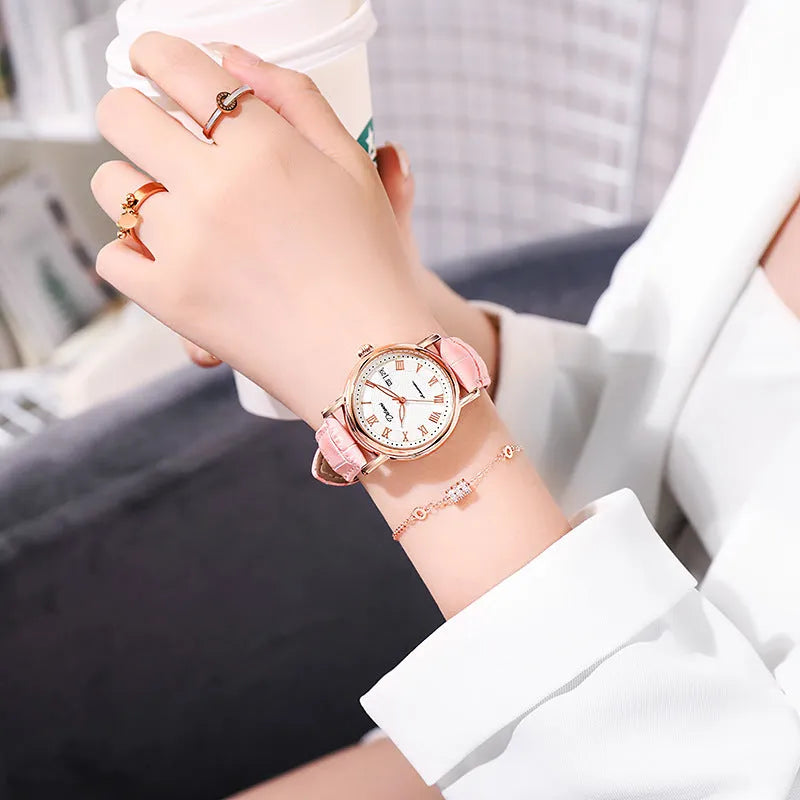 Women's automatic mechanical watch with 12mm thickness showing multiple colour strap and dial options