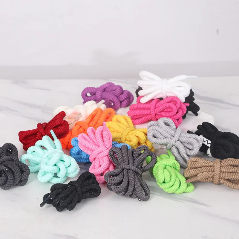 Oval shoelace adapter rope in multiple colours showing length options from 120cm to 160cm.