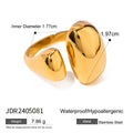 Women's stainless steel open ring with exaggerated geometric shape in electroplated colour
