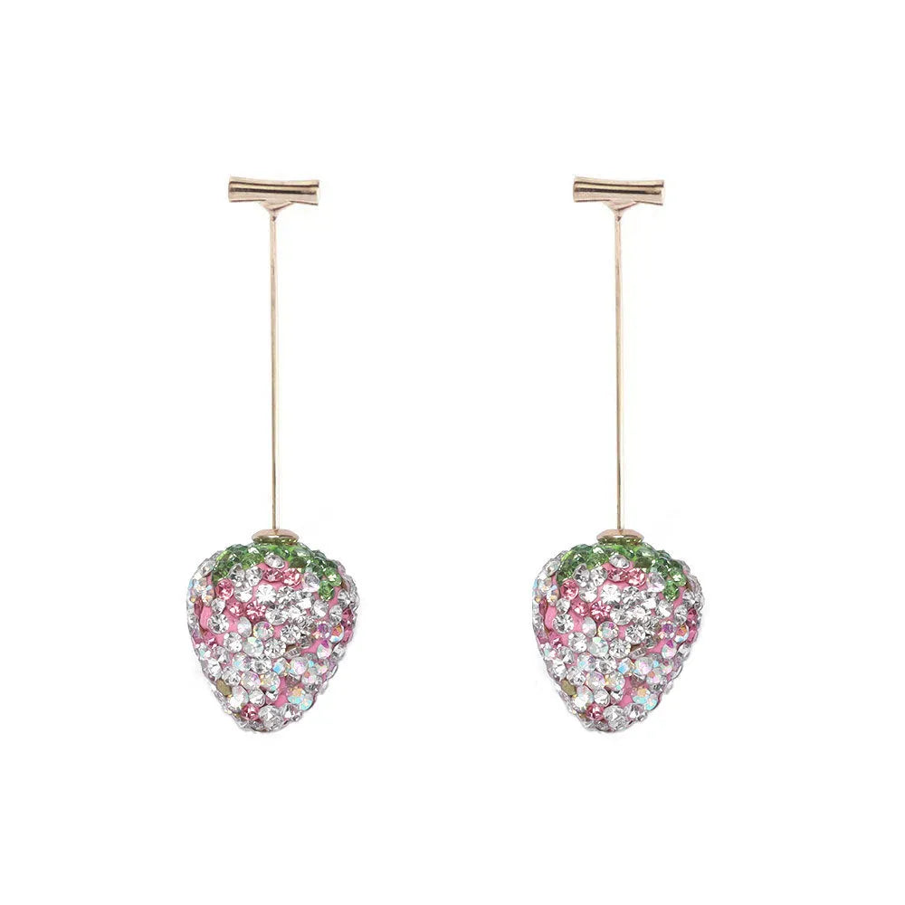 Geometric strawberry earrings with spot drill pattern in multiple colours