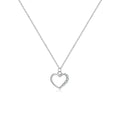S925 sterling silver hollow heart pendant necklace on a regular chain, available in white gold or 18K gold finish.