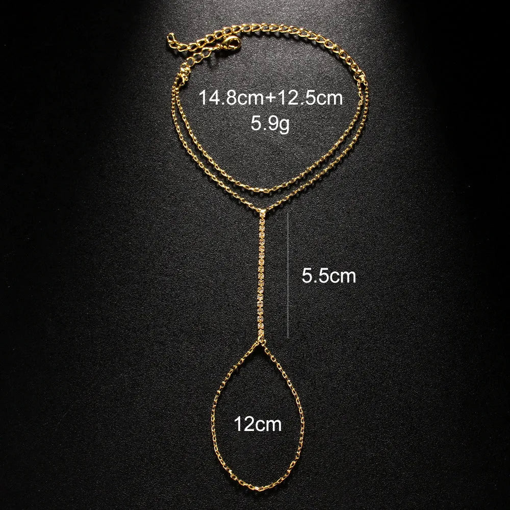 Women's geometric rhinestone bracelet with electroplated gold or silver finish on alloy material