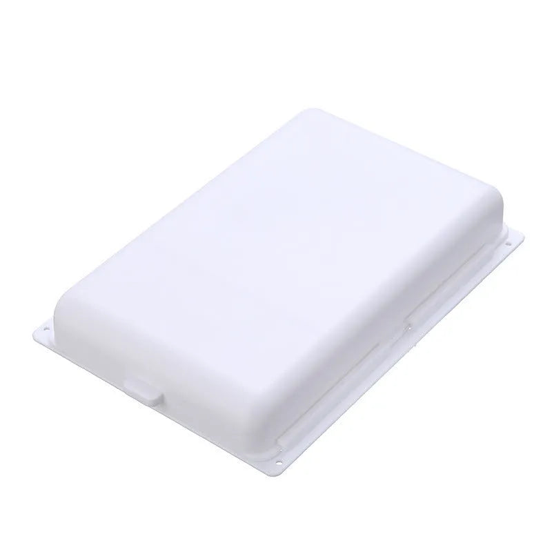 White plastic under table storage box with drawer lid and adhesive base for hidden organisation