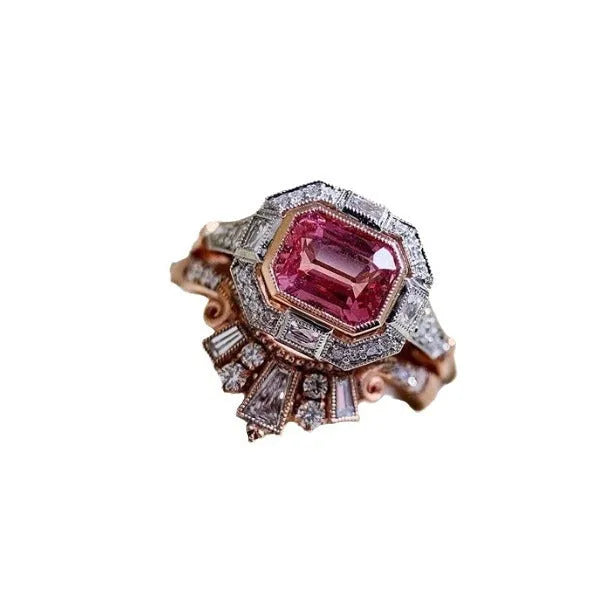 Rose gold geometric alloy women's fashion ring in European and American retro style