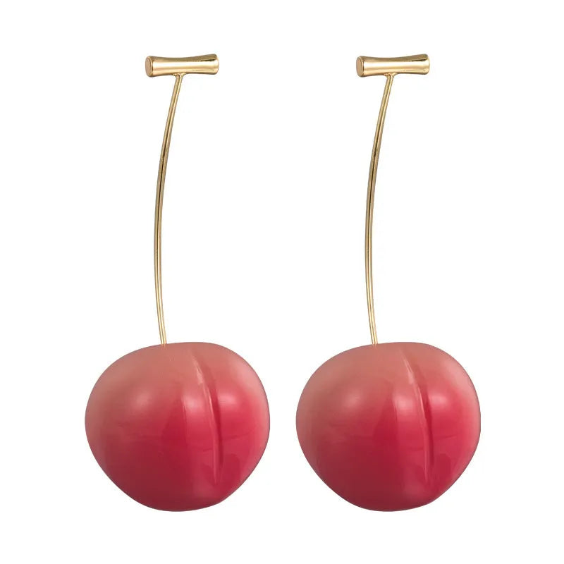 Acrylic peach fruit earrings with copper fittings in small and large size options