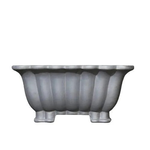 Purple sand ceramic square bonsai pot with classical design on desktop