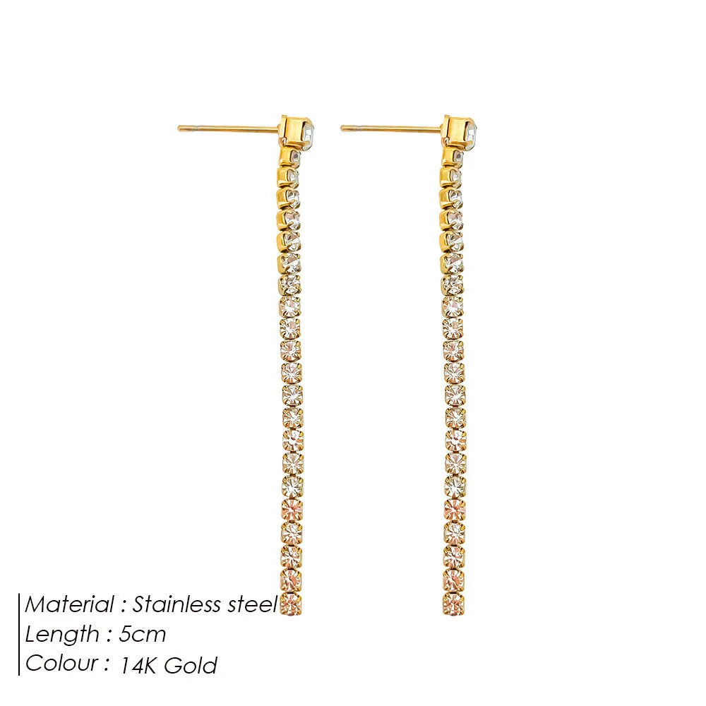 Geometric zircon earrings with Chinese style design in stainless steel