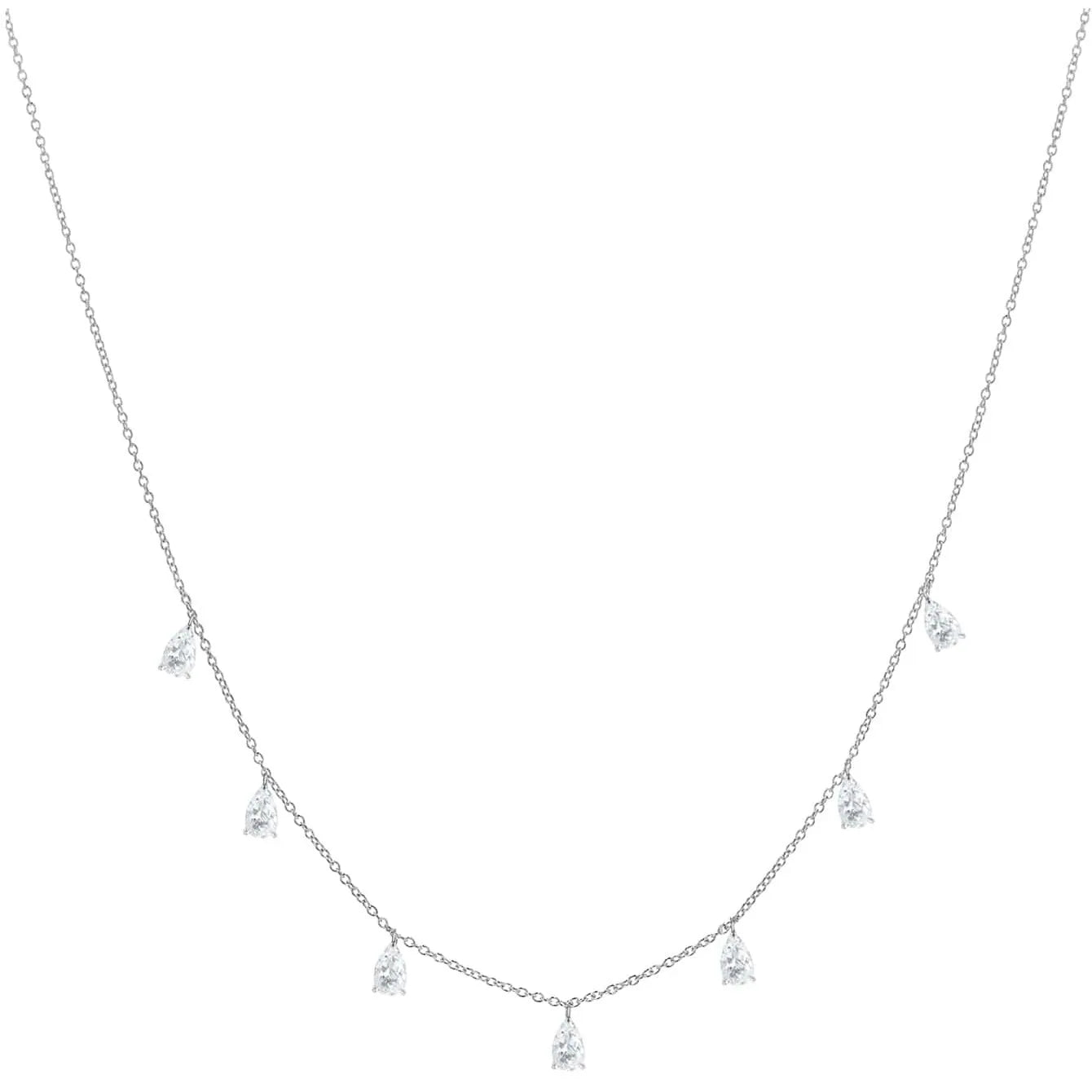 925 silver drop-shaped artificial zircon necklace with triangular details on an adjustable O-chain.