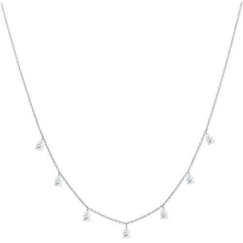 925 silver drop-shaped artificial zircon necklace with triangular details on an adjustable O-chain.