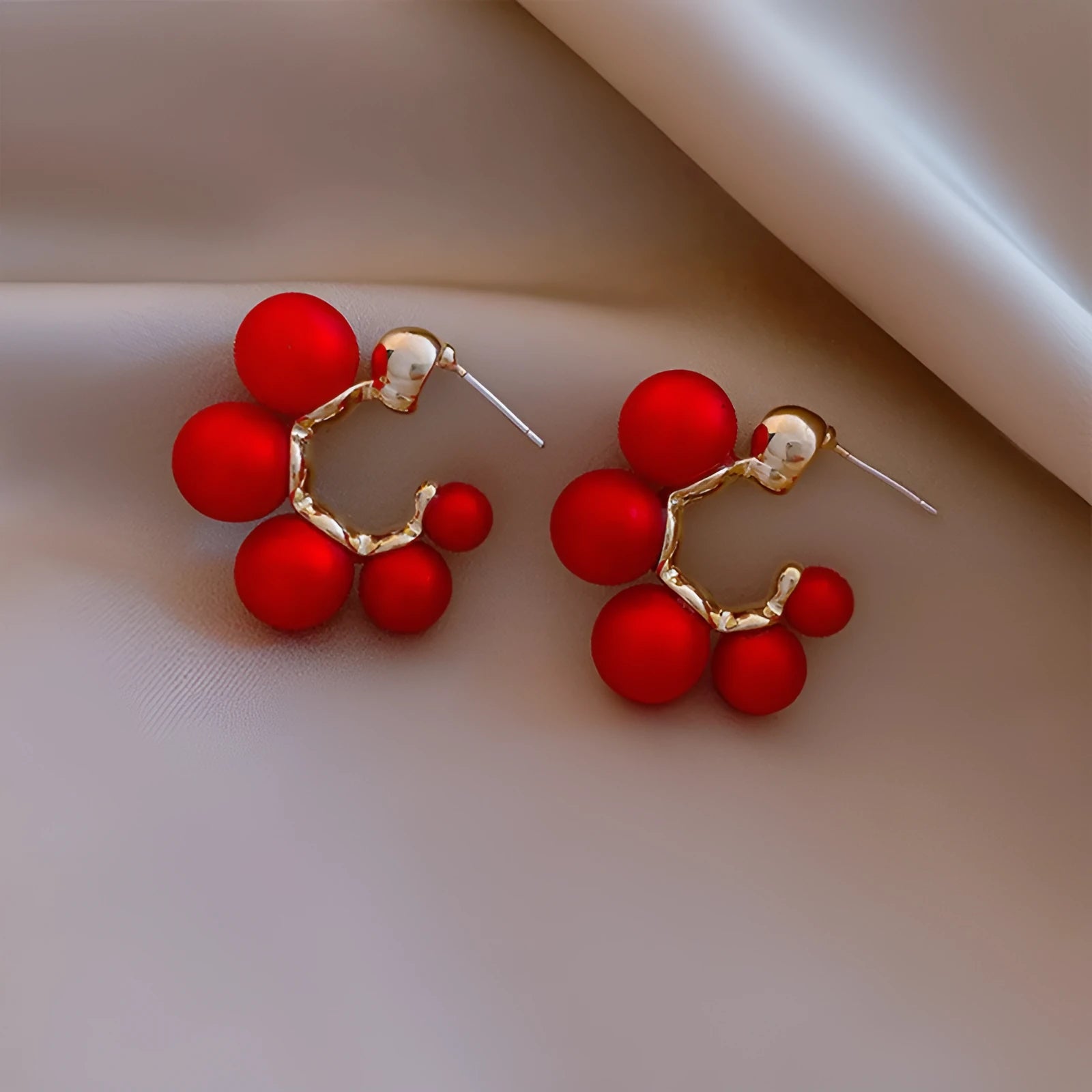 Red bell-shaped alloy drop earrings for women also available in white