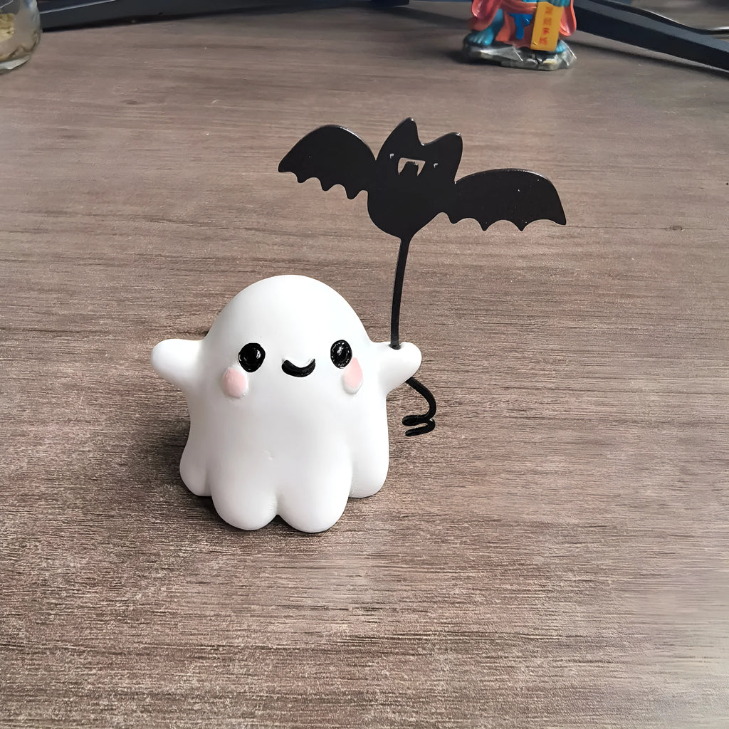 Mini ghost walking dog Halloween statue ornament with resin construction