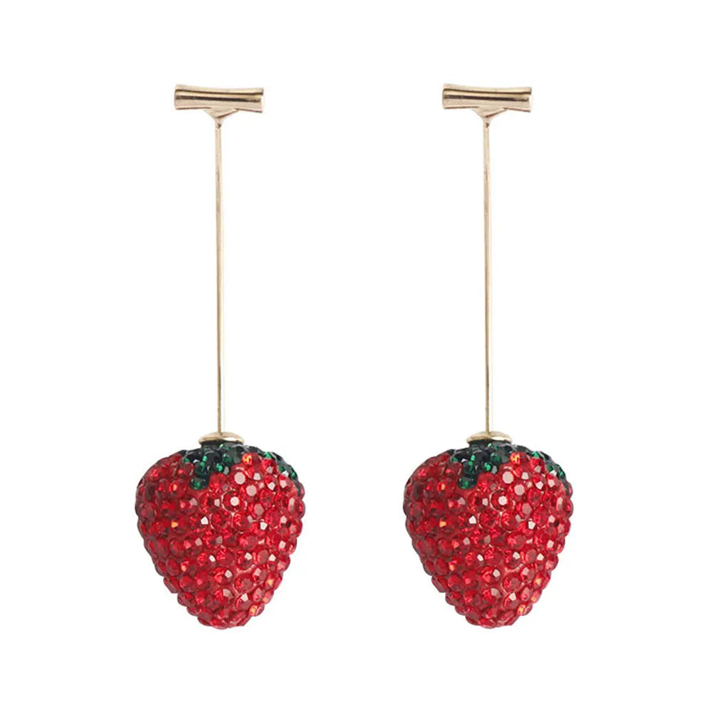 Geometric strawberry earrings with spot drill pattern in multiple colours