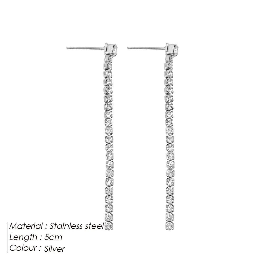 Geometric zircon earrings with Chinese style design in stainless steel