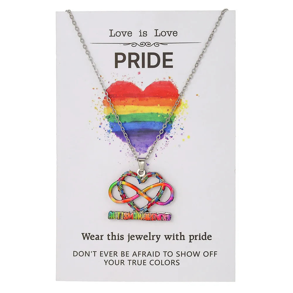 Women's stainless steel necklace and bracelet set with inspirational colour printing in regular chain style jewellery